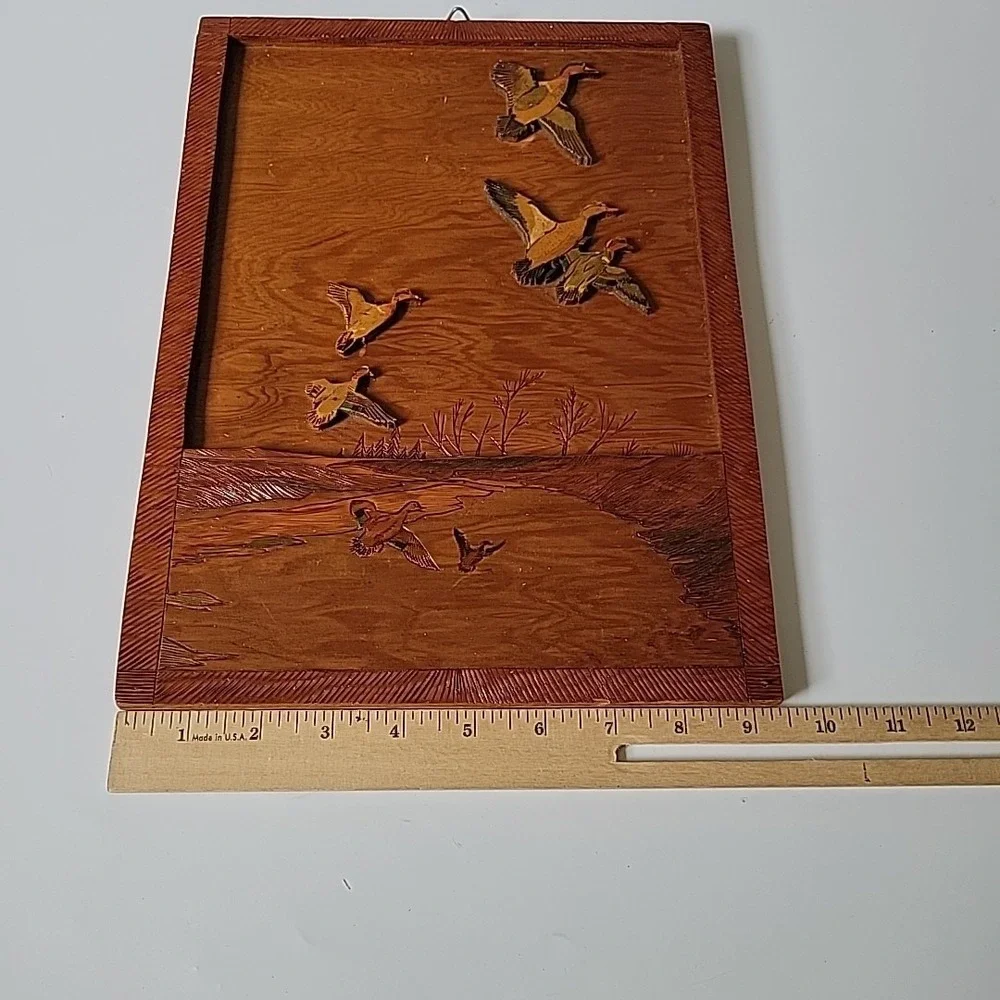 Vintage Wooden‎ Handmade 3D Flying Ducks Wall Hanging Folk Art Farmhouse Rustic